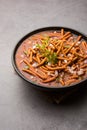 Spicy Sev Bhaji or Ganthiya Nu Shaak recipe from India